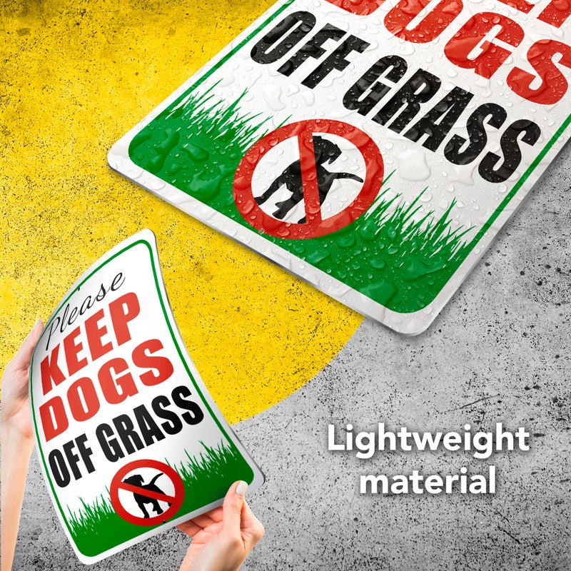 DIMARONGTON Please Keep Dogs Off Grass Sign - 8x12 Aluminum No Peeing Dog Sign - Please Keep Off Grass Sign - Keep Dogs Off Lawn Sign - No Pooping Dog Signs for Yard - Image 3